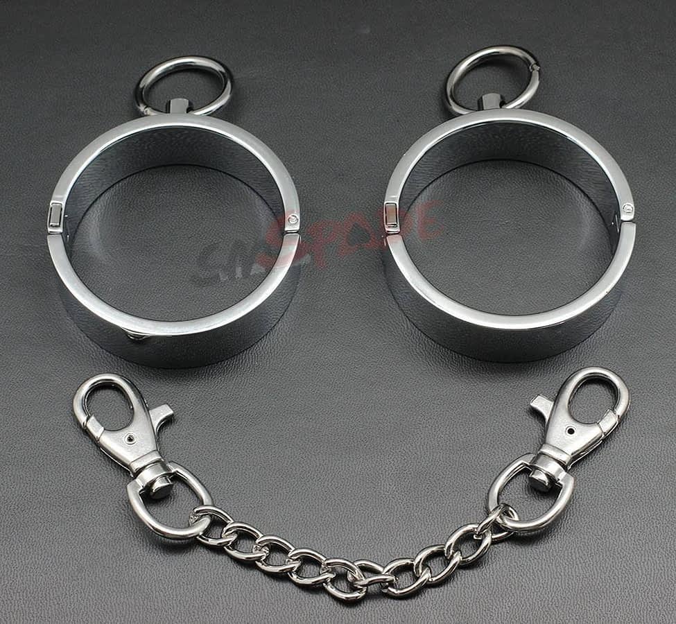 Silver Stainless Steel Handcuffs and ankle cuffs with Lock,metal wrist ...